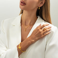 5 Piece Teardrop Pendant Bracelet Ring Earrings Necklace Set