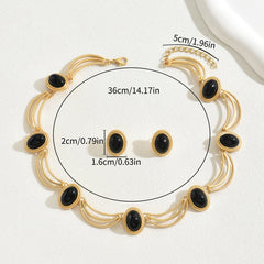 3-Piece Vintage Gemstone Earrings & Necklace Set