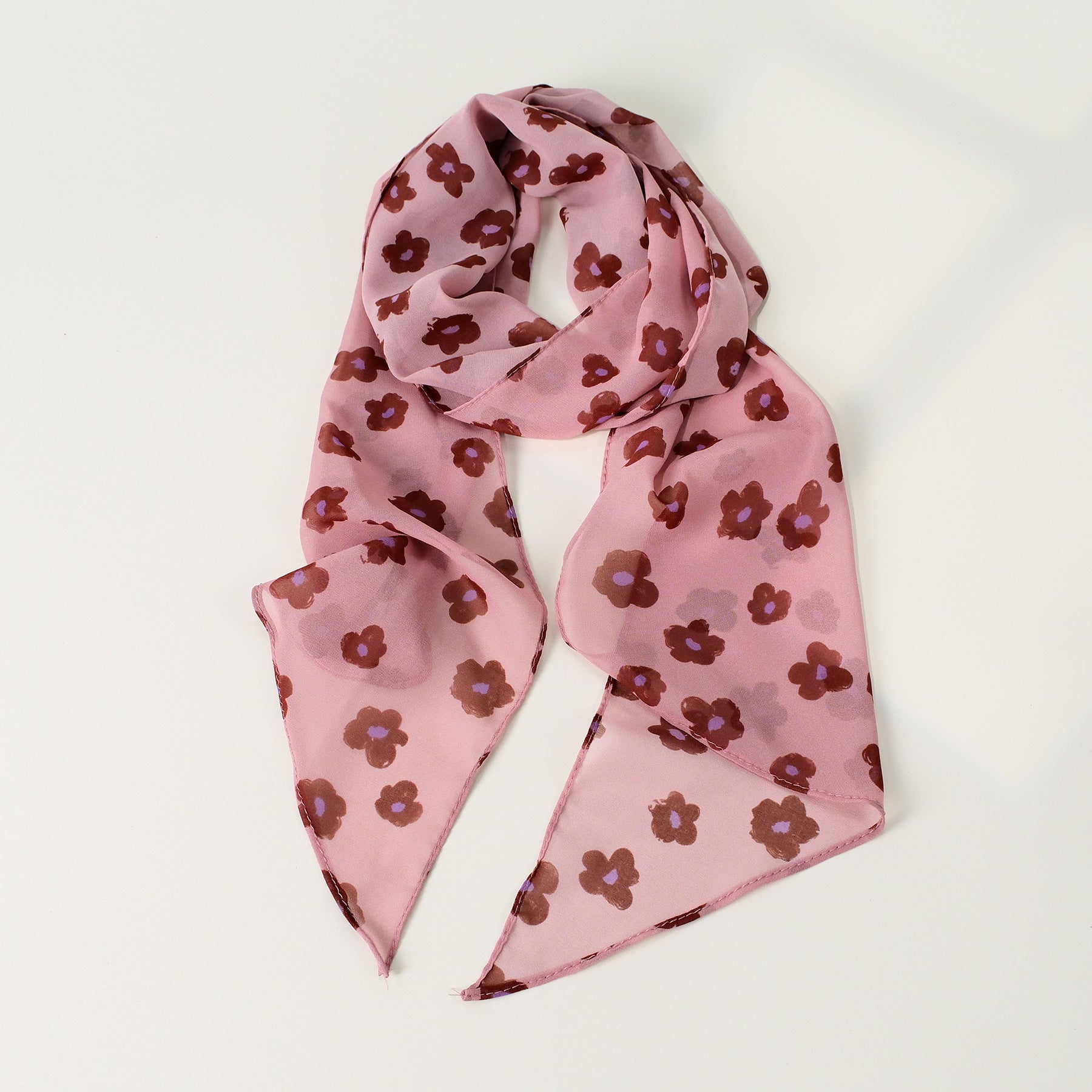Vintage Floral Long Lightweight Neck Ribbon Scarf Secondary image