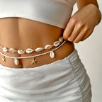 Boho Shell Beaded Elastic Waist Chain Set