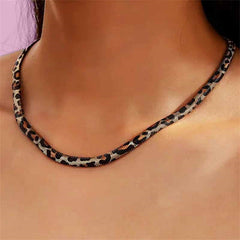 Leopard Print Collar Statement Necklace