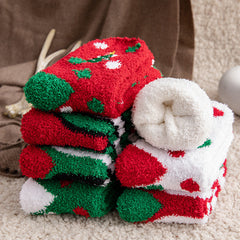 Soft Cotton Coral Fleece Cute Mid Calf Sleep Christmas Socks