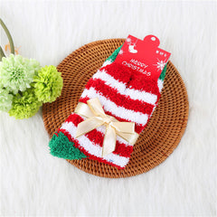 Coral Fleece Thick Bow Santa Tree Elk Christmas Socks