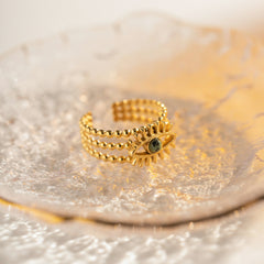Evil Eye Gold Plated Stainless Steel Ring