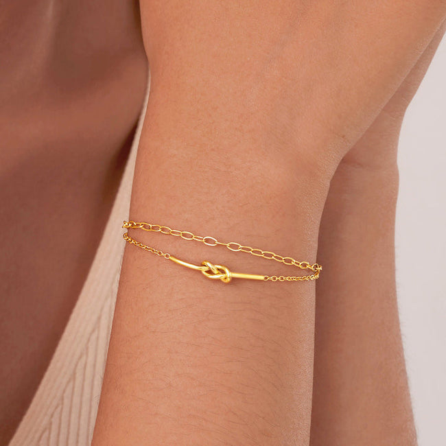 Copper Double-Layer Knotted Chain Bracelet Main image