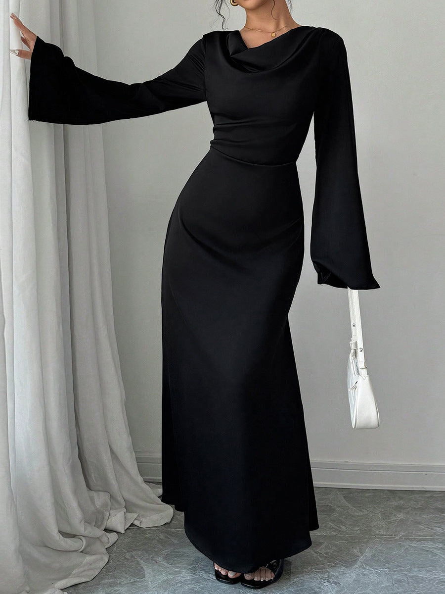 Long Sleeve Loose Tie Waist Elegant Maxi Dress Main image