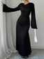 Long Sleeve Loose Tie Waist Elegant Maxi Dress
