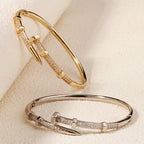 Stylish Unique Zircon Nail Open Bangle Bracelet