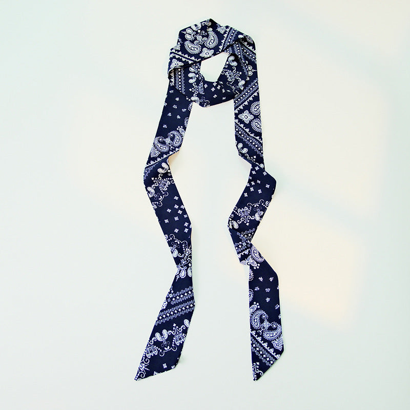 Paisley Print Skinny Narrow Neck Ribbon Scarf Secondary image