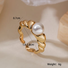 Irregular Pearl Ring Gold Plated Geometric Ring