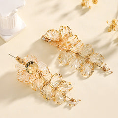 Floral Resin Tassel Statement Earrings