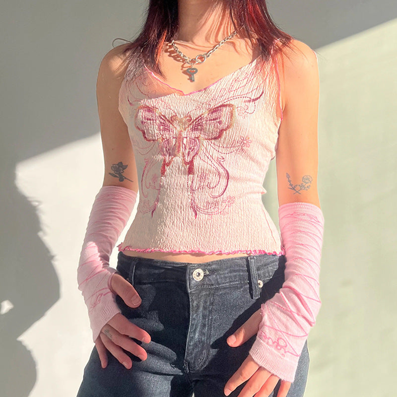 Tulip Mushroom Print Rib Tank Top Tops&Tees