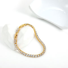 18K Gold Plated Square Zirconia Tennis Chain Bracelet