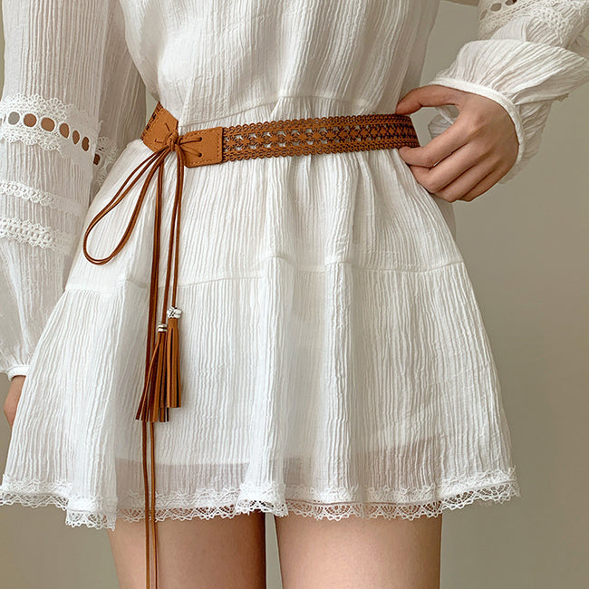 Boho Handmade Woven Wide Waist Belt Main image