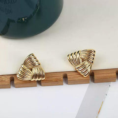 Feathered Ruched Triangle Earrings