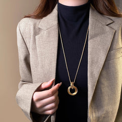 Wrapped Circle Pendant Layered Necklace