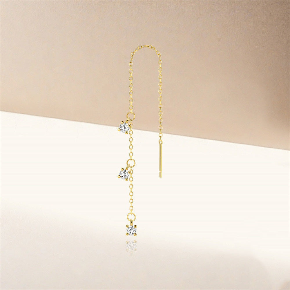 Micro Pave Diamond Fringe Chain Threader Earrings Secondary image