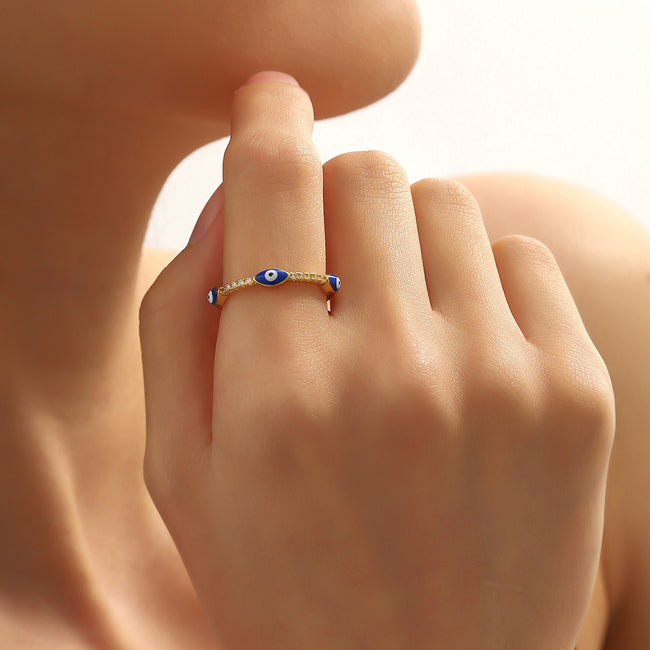Minimalist Evil Eye Gold Plated Ring Main image