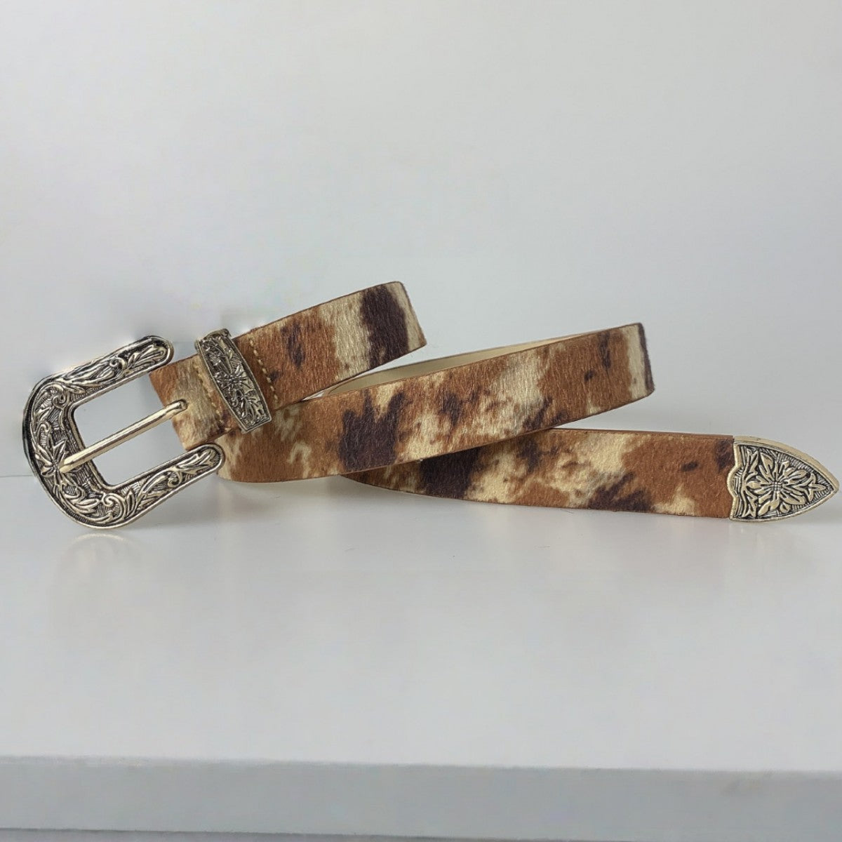 Cow Print Western Statement Buckle Belt Secondary image