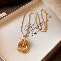 Wrapped Circle Pendant Layered Necklace