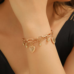 Chic Hip Hop Heart Double Layer Stackable Chain Bracelet