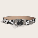 Retro Cow Print Chic Statement Belt