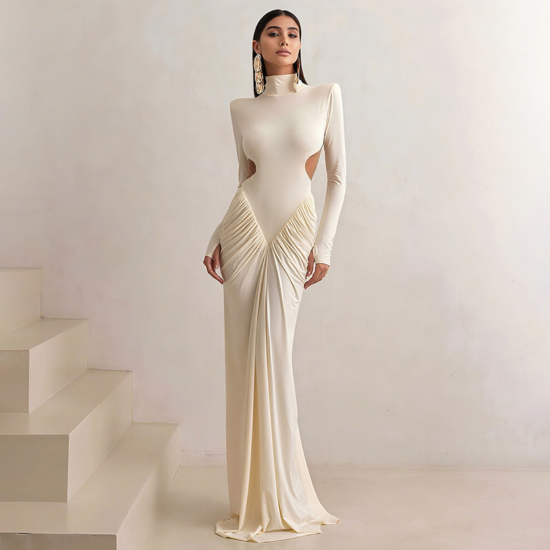 Sexy High Neck Backless Maxi Dress S / White Main image
