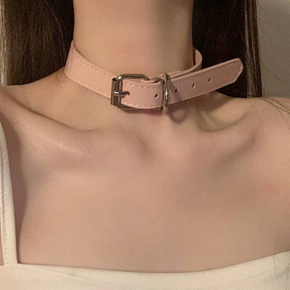 Leather Neck Choker in Gothic Punk Style