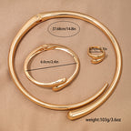 3 Piece Heavy Geometric Bracelet, Ring & Necklace Set