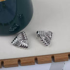 Feathered Ruched Triangle Earrings