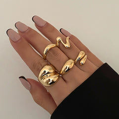 5-Piece Liquid Metal Ring Set