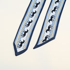 Horse Print Skinny Long Ribbon Scarf