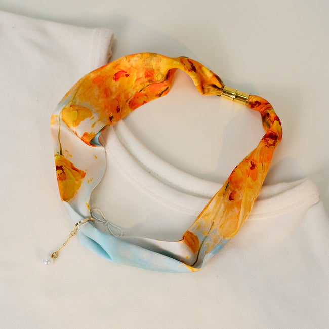 Pearl Magnetic Buckle Oil Painting Neck Scarf Main image