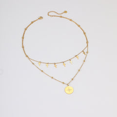 Vintage Double Strand Cross Pendant Necklace