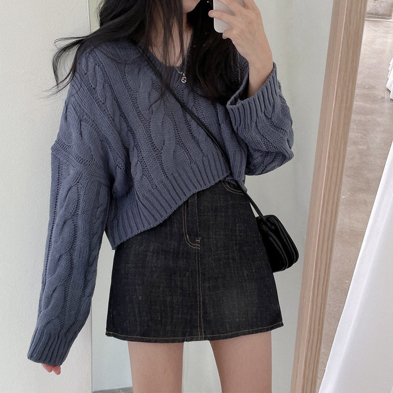 Cropped Brown Cable Knit Sweater Secondary image