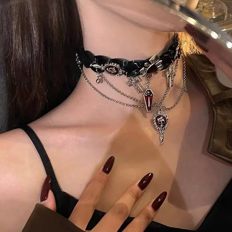 Sweet Gothic Cross Necklace for Dark Princess Style