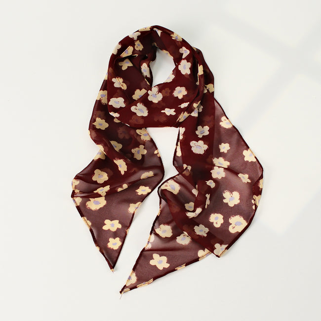 Vintage Floral Long Lightweight Neck Ribbon Scarf Main image