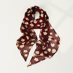Vintage Floral Long Lightweight Neck Ribbon Scarf
