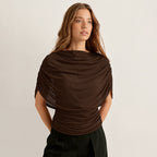 Scarf Neck Draped Sleeveless Bodycon Cropped Tee