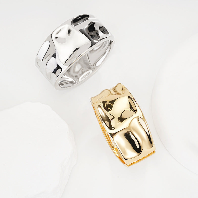 Sleek Textured Metal Spring Open Cuff Bracelet Secondary image