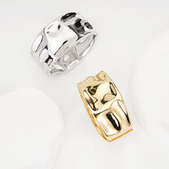 Sleek Textured Metal Spring Open Cuff Bracelet