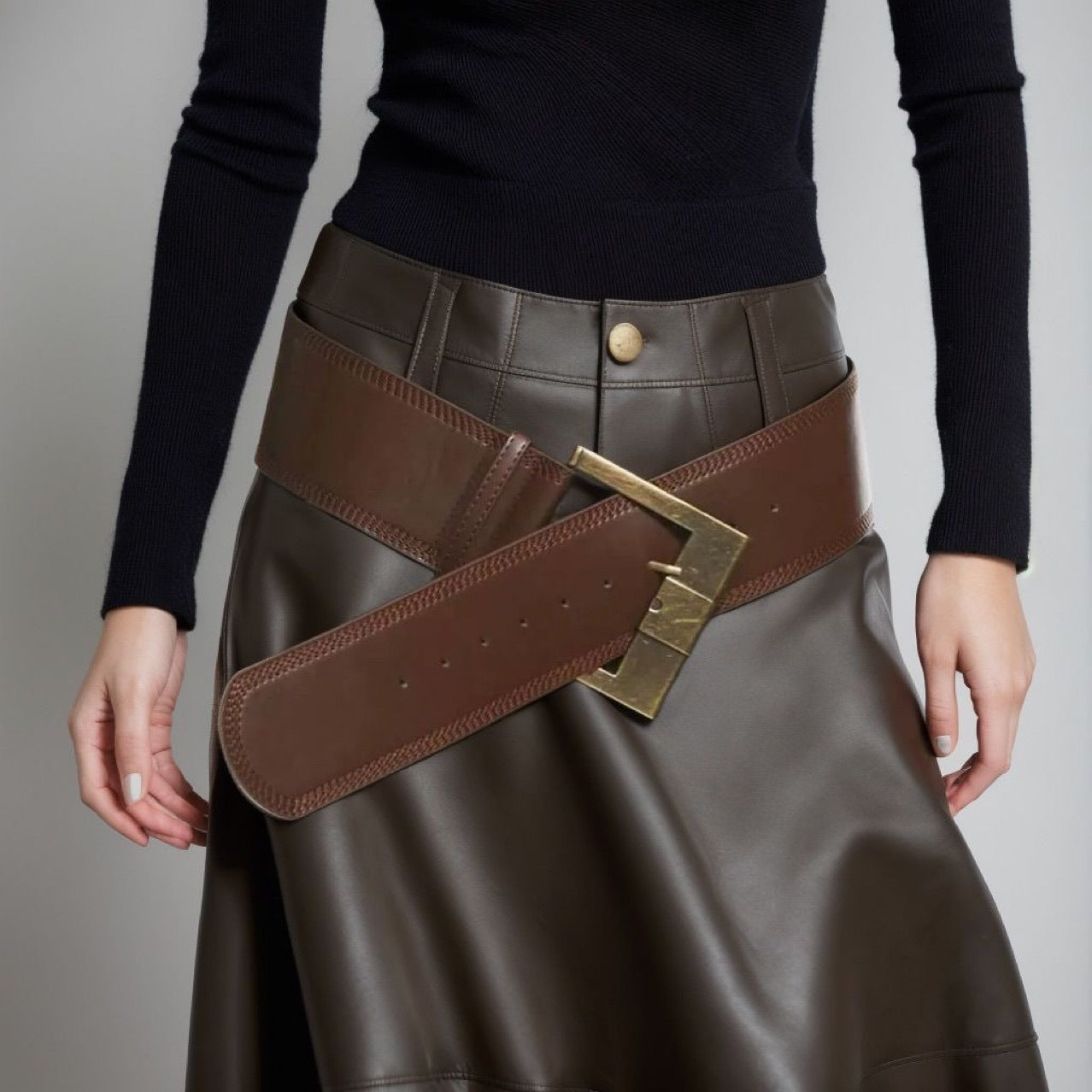 Vintage Wide Brown Waist Belt