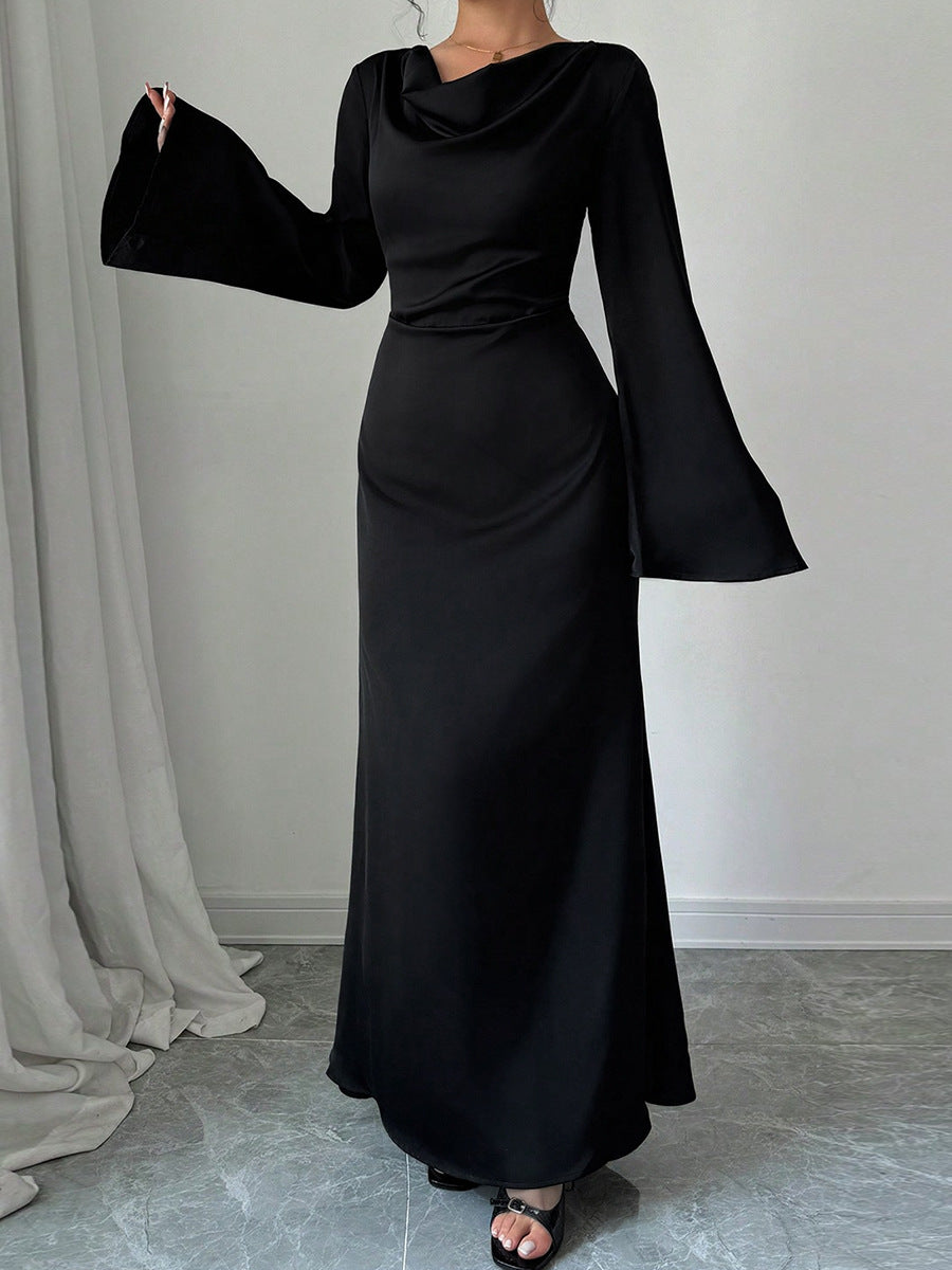 Long Sleeve Loose Tie Waist Elegant Maxi Dress Secondary image