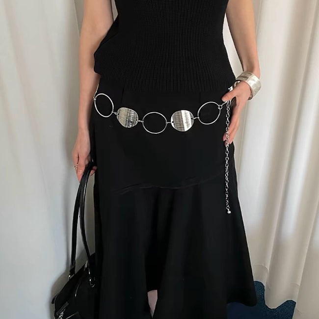 Chic Large Ring Hollow Metal Waist Chain Main image