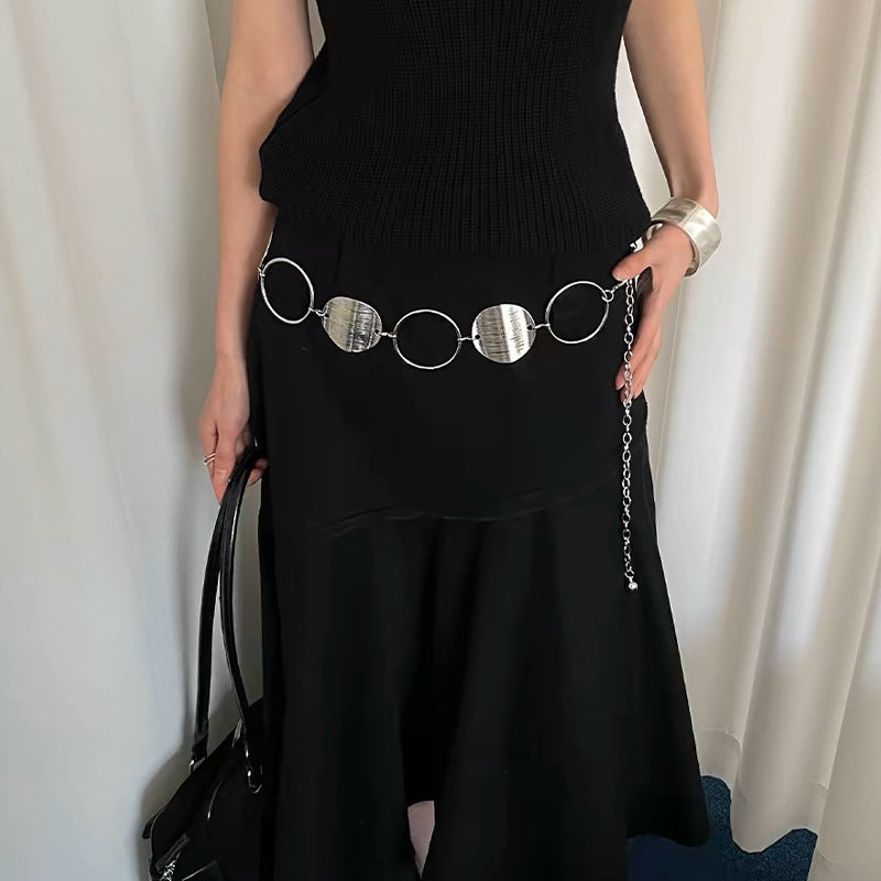 Chic Large Ring Hollow Metal Waist Chain Main image