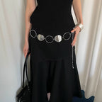 Chic Large Ring Hollow Metal Waist Chain