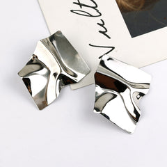 Asymmetrical Mirror Polished Statement Earrings