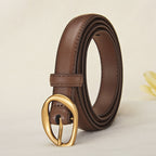 Vintage Glossy Edge Irregular Buckle Leather Belt
