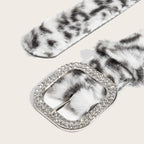 Leopard Soft Fabric Faux Fur Wide Belt