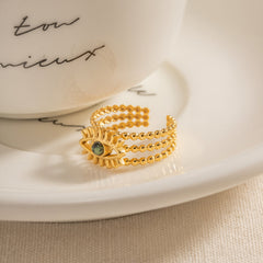 Evil Eye Gold Plated Stainless Steel Ring
